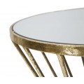 Art deco příruční stolek Elizia se zlatou kovovou konstrukcí a kulatou zrcadlovou deskou se spirálovým designem 70 cm