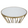 Art deco příruční stolek Elizia se zlatou kovovou konstrukcí a kulatou zrcadlovou deskou se spirálovým designem 70 cm