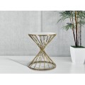 Art deco příruční stolek Elizia se zlatou kovovou konstrukcí a kulatou zrcadlovou deskou se spirálovým designem 50 cm