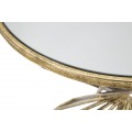 Art deco příruční stolek Elizia se zlatou kovovou konstrukcí a kulatou zrcadlovou deskou se spirálovým designem 50 cm