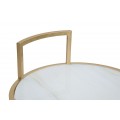 Glamour příruční stolek Amadora se zlatou kovovou konstrukcí s obloukovým designem a mléčnou skleněnou deskou 61 cm