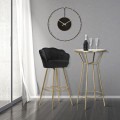 Art deco kulatý zlatý kovový barový stůl Benny s vrchní zrcadlovou deskou 105 cm