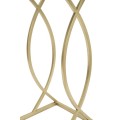 Art deco obd&eacute;ln&iacute;kov&yacute; zlat&yacute; kovov&yacute; př&iacute;ručn&iacute; stolek Magnus s geometrickou nohou a skleněnou průhlednou černou deskou 60 cm