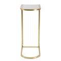 Art deco zlatý kovový obdélníkový příruční stolek Magnus se zaoblenými rohy a vrchní průhlednou skleněnou deskou 60 cm