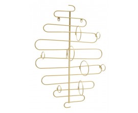 Art deco z&aacute;věsn&yacute; stojan na v&iacute;no Malos z kovu ve zlat&eacute; barvě s vlnit&yacute;m vzhledem s drž&aacute;ky na čtyři l&aacute;hve 72 cm