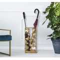 Designový glamour čtvercový stojan na deštníky Papillon se zlatým kovovým rámem a dekorací motýlů 48 cm