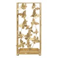 Designový glamour čtvercový stojan na deštníky Papillon se zlatým kovovým rámem a dekorací motýlů 48 cm
