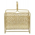 Glamour stojan na časopisy Isolde se zlatým kovovým rámem a geometrickým vzorem 44 cm