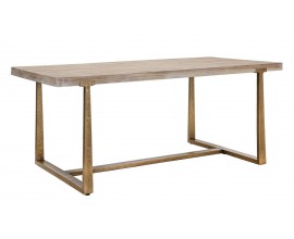 Venkovsk&yacute; obd&eacute;ln&iacute;kov&yacute; masivn&iacute; j&iacute;deln&iacute; stůl Raner v hněd&eacute; barvě s hranat&yacute;mi nožičkami s vintage efektem vym&yacute;van&eacute; barvy 180 cm