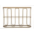 Designový moderní hnědý konzolový stolek Ponio oválného tvaru s ratanovým výpletem 77 cm