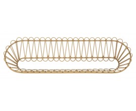 Designov&aacute; modern&iacute; ov&aacute;ln&aacute; police Lumia s konstrukc&iacute; z kovu s v&yacute;pletem z př&iacute;rodn&iacute;ho ratanu 44 cm