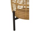 Designová sada etno kulatých květináčů Amira z přírodního hnědého ratanu s černou kovovou konstrukcí 47 cm