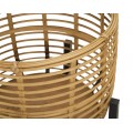 Designová sada etno kulatých květináčů Amira z přírodního hnědého ratanu s černou kovovou konstrukcí 47 cm