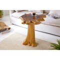 Designový etno hnědý masivní asymetrický příruční stolek Root z teakového dřeva 60 cm