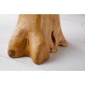 Designový etno hnědý masivní asymetrický příruční stolek Root z teakového dřeva 60 cm