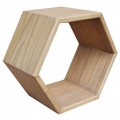 Designová severská hexagonová hnědá šestiúhelníková masivní atypická nástěnná police Bergen s otevřeným designem geometrického tvaru s hladkými hranami