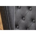 Chesterfield j&iacute;deln&iacute; čalouněn&aacute; židle Silloth s čern&yacute;m kožen&yacute;m potahem se stř&iacute;brn&yacute;mi n&yacute;ty s vysok&yacute;m opěradlem 95 cm