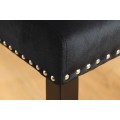 Chesterfield jídelní čalouněná židle Silloth s černým sametovým potahem se stříbrnými nýty s prošívaným opěradlem 95 cm