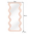 Designové art deco nástěnné zrcadlo Swan s vlnitým obdélníkovým pastelově meruňkově oranžovým rámem 160 cm