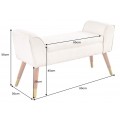 Designová moderní čalouněná lavice Karen s bočními opěrkami a textilním potahem v černošedé barvě s hnědýma nohama 90 cm