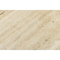 Moderní osmiúhelníkový travertinový béžový konferenční stůl Adamantino s černou nohu s diamantovým vzorem 70 cm