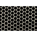 Art deco kulatý geometrický kovový konferenční stolek Maran s vrchní černou deskou s bílou intarzií z kostí 60 cm