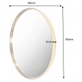 Designové glamour kulaté nástěnné zrcadlo Keening s kovovým zlatým rámem 50 cm