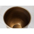 Designová orientální sada kulatých kovových květináčů Daris ve zlaté barvě s černým kovovým stojanem 67 cm