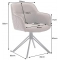 Designová jídelní otočná židle Lion s opěrkami na ruce s prošívaným vzorem v hnědo šedé kůži s černou podstavou 82 cm