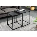 Designová sada dvou čtvercových konferenčních stolků Tenebra v tmavě šedé barvě s mramorovým vzorem a černou podstavou 58 cm