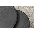 Designová sada kulatých konferenčních stolků Tenebra s tmavě šedými deskami v mramorovém dekoru a černou podstavou 62 cm