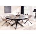 Designový kulatý jídelní stůl Mavro s deskou s mozaikovým vzorem rybí kosti v odstínech hnědé šedé a černé 140 cm