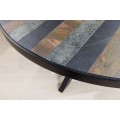 Designový kulatý jídelní stůl Mavro s vrchní deskou s mozaikovým vzorem v odstínech hnědé a šedé a nožičky z kovu 120 cm