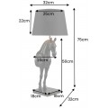 Moderní stolní lampa Equina s černým stínítkem se zlatým vnitřkem a černou akrylovou sochou koně na mramorové podstavě 75 cm