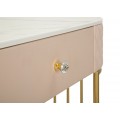 Glamour ov&aacute;ln&aacute; toaletn&iacute; sestava Glamia Tapis&eacute; s růžov&yacute;m kožen&yacute;m čalouněn&iacute;m s diamantov&yacute;m pro&scaron;&iacute;v&aacute;n&iacute;m a mramorovou deskou 120 cm