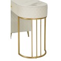 Glamour toaletní sestava Glamia Tapise s diamantovým vzorem a bílou mramorovou deskou s krémovým koženým čalouněním 120 cm