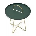 Art deco kulatý kovový zelený příruční stolek Mistic se zlatými lesklými oblými nožičkami 59 cm