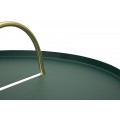 Art deco kulatý kovový zelený příruční stolek Mistic se zlatými lesklými oblými nožičkami 59 cm