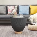 Glamour kulatý konferenční stolek Velmara s bílou keramickou deskou s mramorovým efektem a šedou kovovou podstavou 45 cm