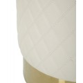 Glamour kulatá kožená krémová prošívaná čalouněná taburetka Glamia Tapisé se zlatým kovovým detailem 39 cm