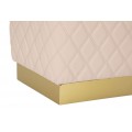 Art deco čalouněná pětiúhelníková růžová kožená taburetka Glamia Tapisé s kosočtvercovým vzorem a zlatým detailem 38 cm