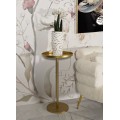 Art deco vysoký kulatý kovový zlatý příruční stolek Relia s lesklým hladkým povrchem 100 cm