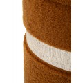 Moderní set kulatých čalouněných hnědých taburetek Mendy s úložným prostorem s šedým pasem 47 cm
