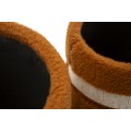 Moderní set kulatých čalouněných hnědých taburetek Mendy s úložným prostorem s šedým pasem 47 cm