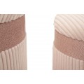 Moderní set tří kulatých sametových růžových taburetek Mendy s žebrovaným potahem s úložným prostorem 49 cm