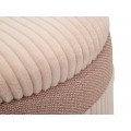 Moderní set tří kulatých sametových růžových taburetek Mendy s žebrovaným potahem s úložným prostorem 49 cm