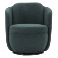 Modern&iacute; klubov&eacute; čalouněn&eacute; otočn&eacute; křeslo Meron v petrolejov&eacute; modr&eacute; barvě s boucl&eacute; potahem s černou podstavou 75 cm