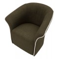Modern&iacute; klubov&eacute; čalouněn&eacute; otočn&eacute; textiln&iacute; křeslo Merlon v tmavě zelen&eacute; barvě s b&iacute;l&yacute;m pro&scaron;&iacute;van&yacute;m pasem 83 cm