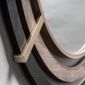Art deco kulaté masivní nástěnné zrcadlo Missy s kovovým a dřevěným rámem v hnědé černé a zlaté barvě 109 cm