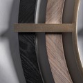 Art deco kulaté masivní nástěnné zrcadlo Missy s kovovým a dřevěným rámem v hnědé černé a zlaté barvě 109 cm